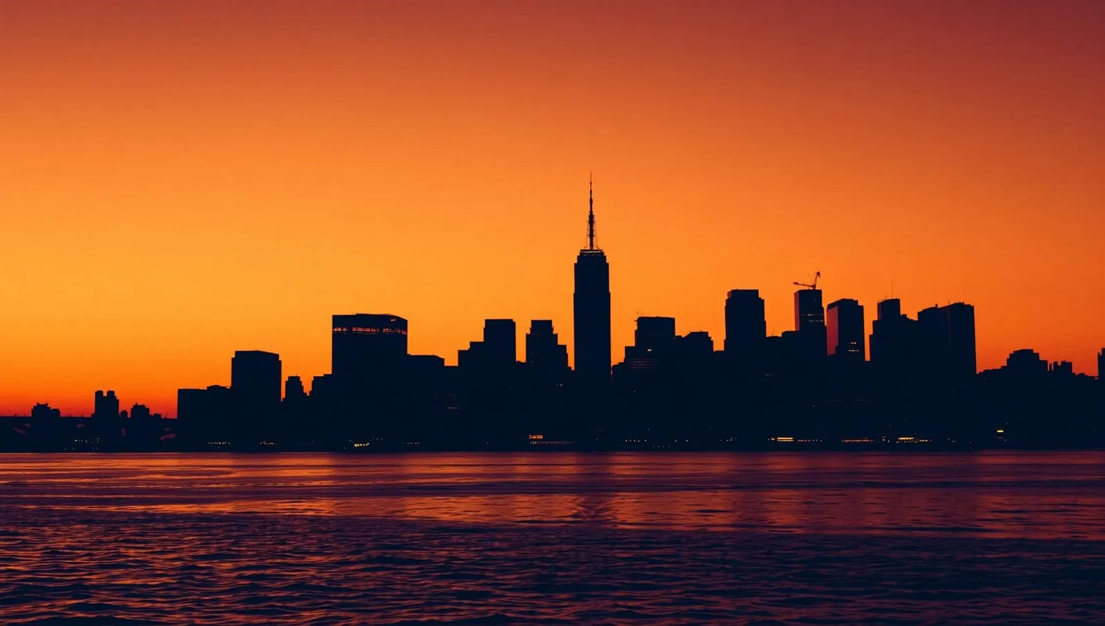 Nordic and New York skylines connected by a luminous arc across a dark ocean